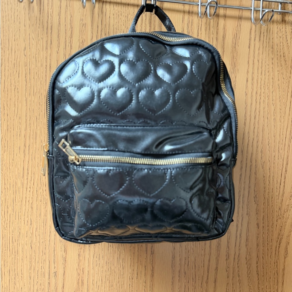 Olivia Miller Glossy Black Heart Backpack